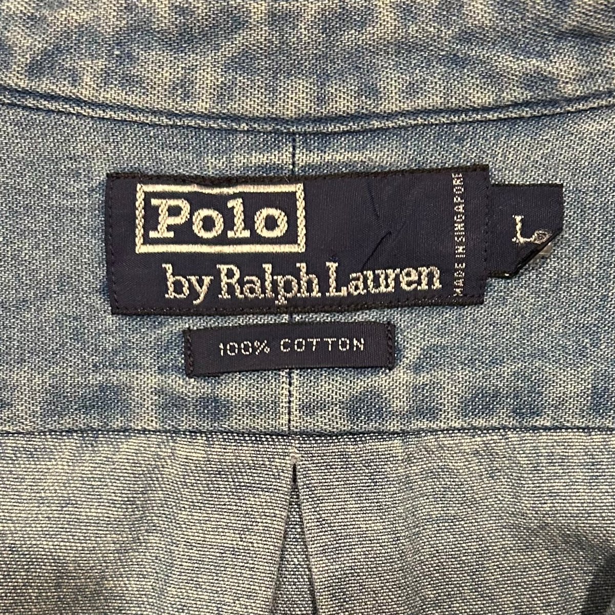 Polo by Ralph Lauren ノーカラーデニムシャツ ラルフローレン Size L
