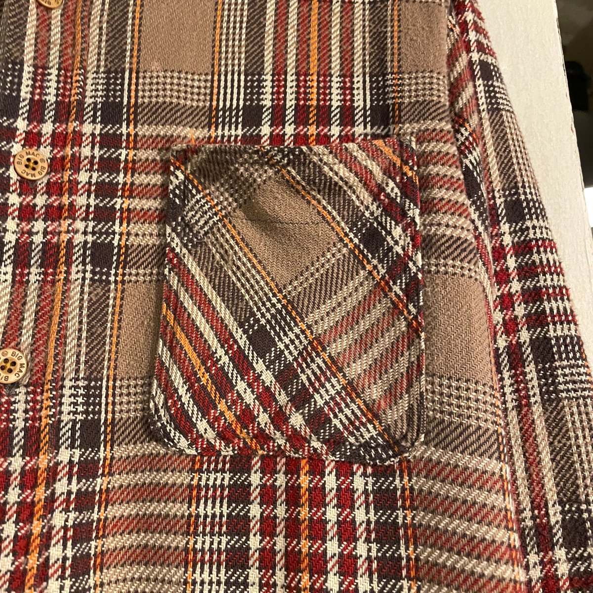 80s BIG MAC L/S ネルシャツ USA製 Size M コットンシャツ (S443