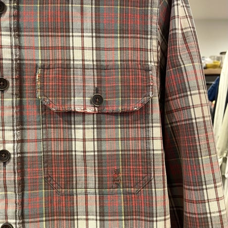 RRL RALPH LAUREN　エポレット　コットンシャツ　チェック柄　マチ付き　ダブルアールエル　ラルフローレン　(S0748)