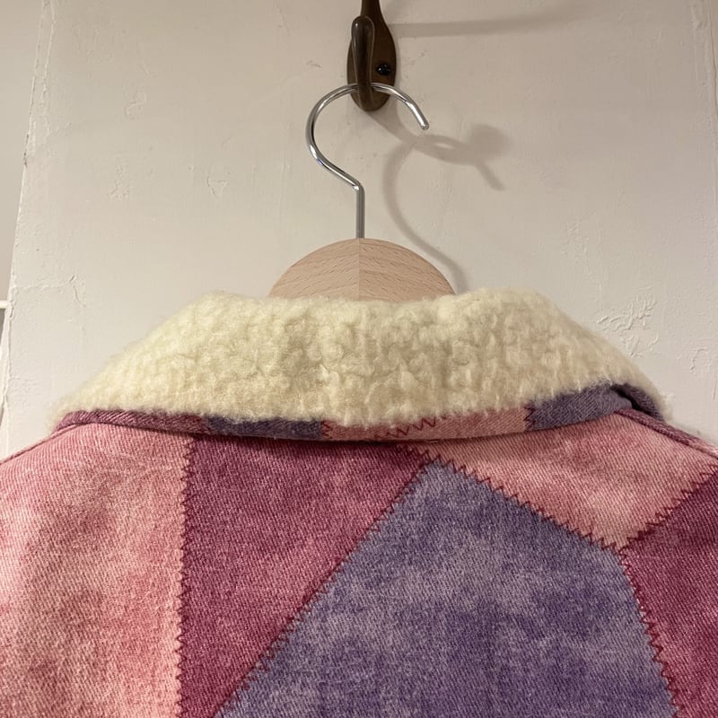 【美品】70s Lee プリントパッチワーク柄 ボア カバーオール リー Lee カバーオール 70S パッチワークプリント ボ #159366