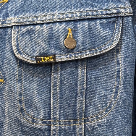 80s　Lee 　デニムジャケット　ネルライニング　USA製　Size MEDIUM　4つポケ　リー　(S5328)