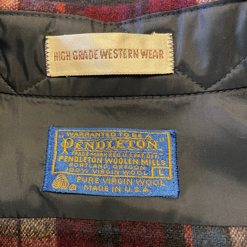 70s PENDLETON L/S ウエスタンシャツ L USA製 好配色 ペンドルトン ウー