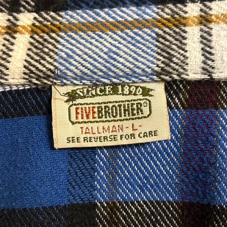 80s　FIVE BROTHER　L/S ネルシャツ　Size L　USA製　コットンシャツ　ファイブブラザー　(S5717)
