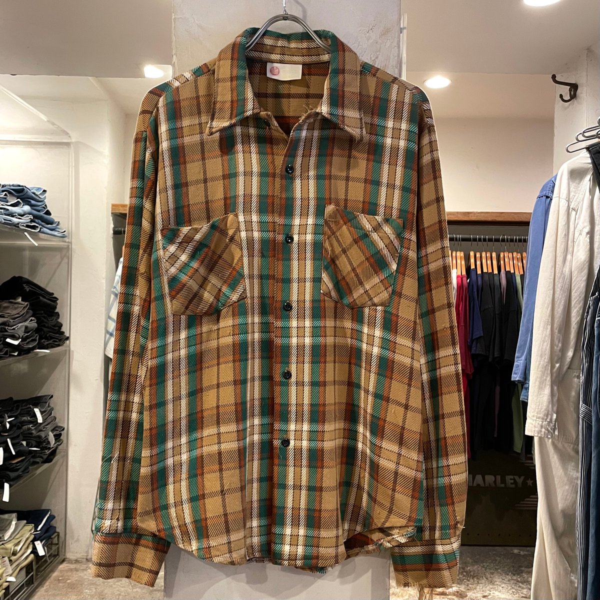 70s Sears KINGS ROAD L/S ネルシャツ USA製 コットンシャツ シアー