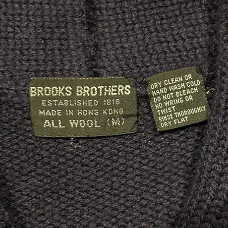 80s　Brooks Brothers　ショールカラーウールセーター　ブルックスブラザーズ　ネイビー　Size M　(S4129)
