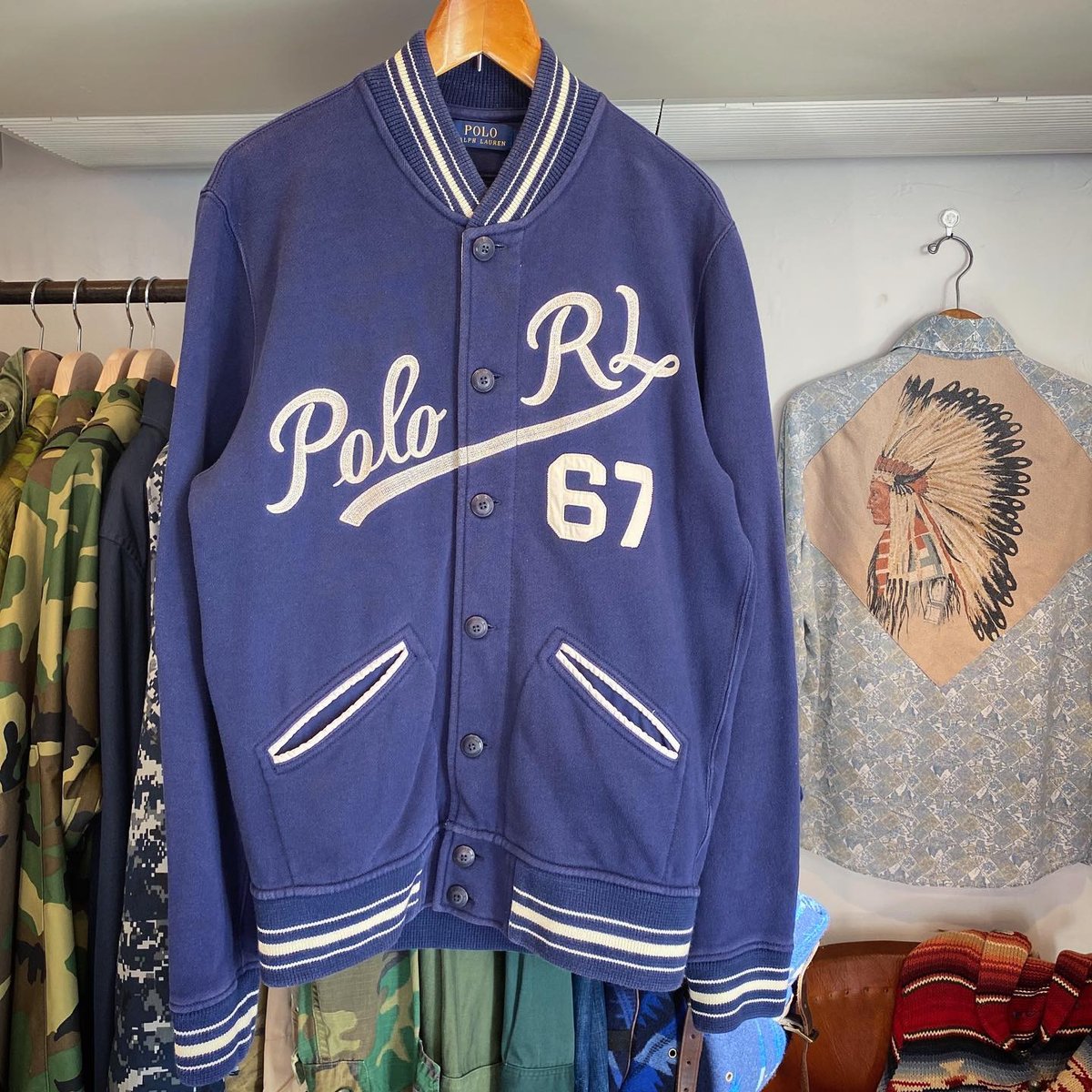 Ralph Lauren コットンスタジャン ラルフローレン 紺 ボタスタ | DUFF