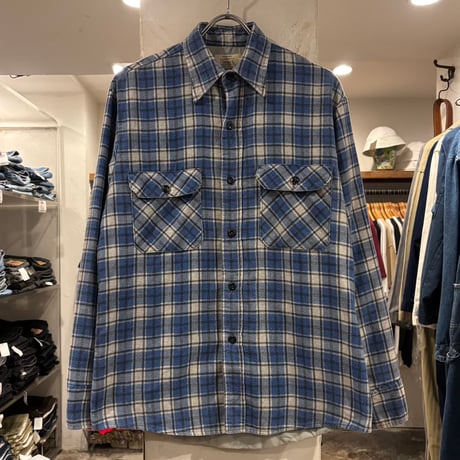 80s　Sears　L/S フランネルシャツ　Size M　キルティングライナー　コットンシャツ　チェックシャツ　(S5487)