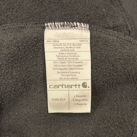carhartt　Original Fit　プルオーバーパーカー　Size L　袖プリント　カーハート　ブラック　(S4509)