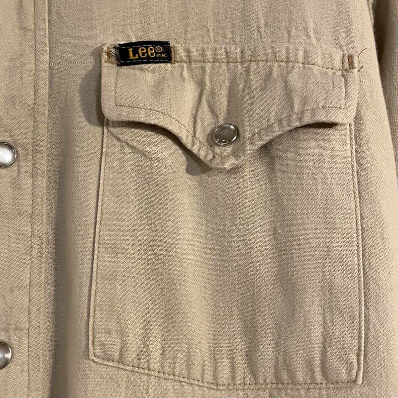 70s Lee L/S ウエスタンシャツ コットン USA製 ベージュ (S2894