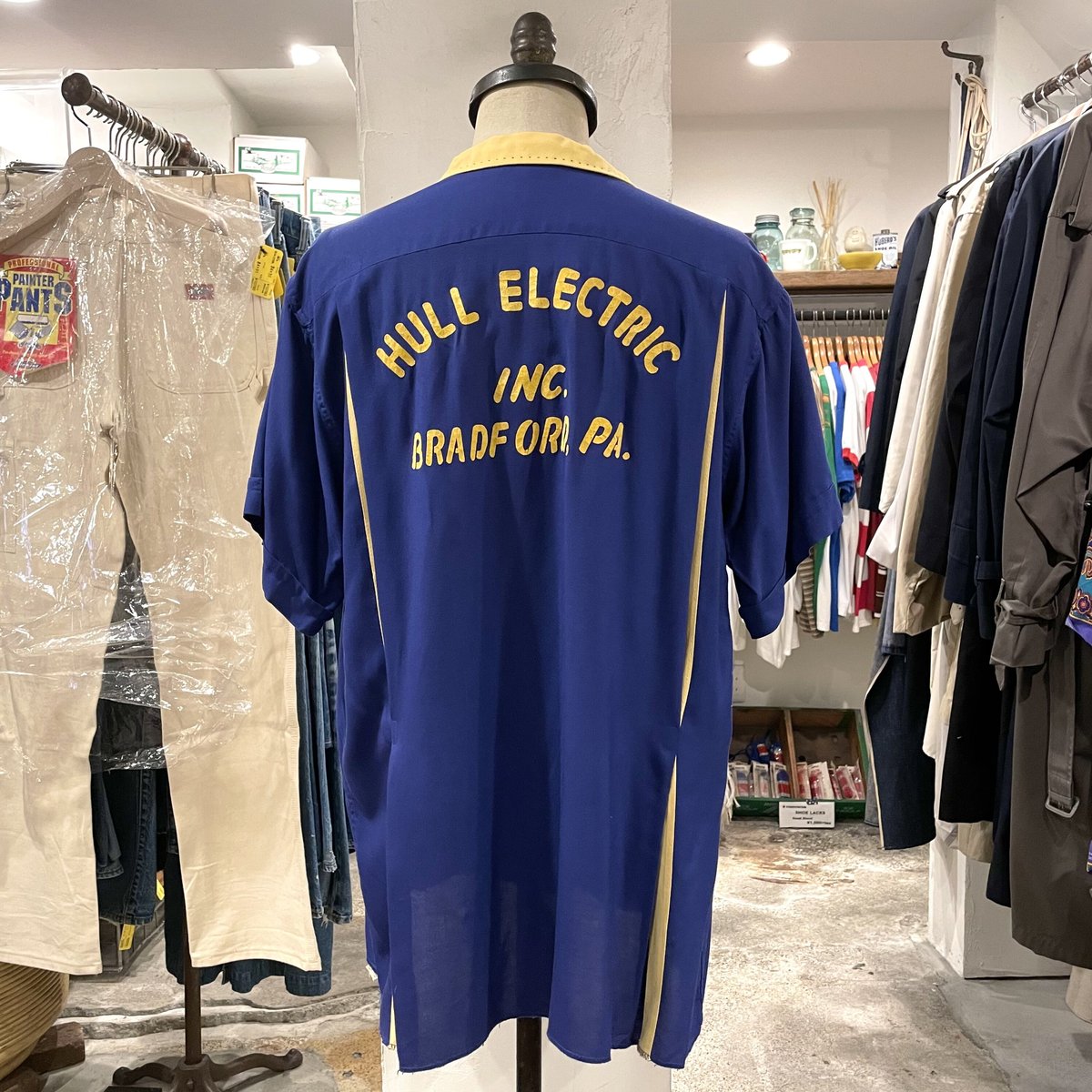 NAT NAST ヴィンテージボウリングシャツ フロッキープリント チェーン
