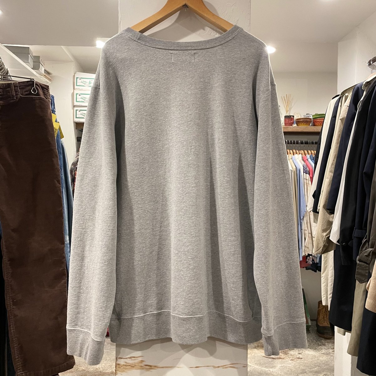 POLO RALPH LAUREN 前Vガゼット 無地 グレー リバースウィーブ POLO RALPH LAUREN 前Vガゼット 無地 グレー リバースウィーブ
