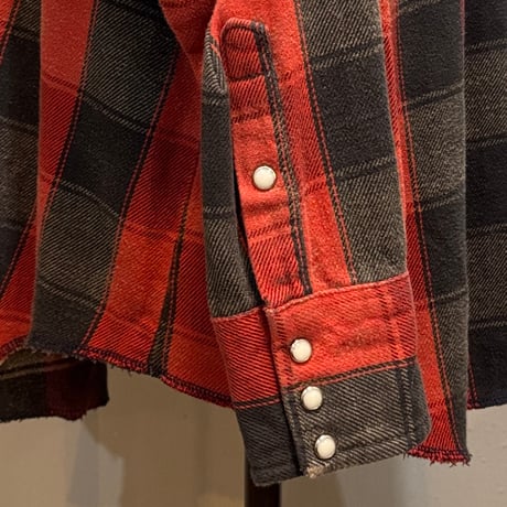 80s　Wrangler　L/S ウエスタンネルシャツ　Size 19　ラングラー　ウエスタンシャツ　(S5168)