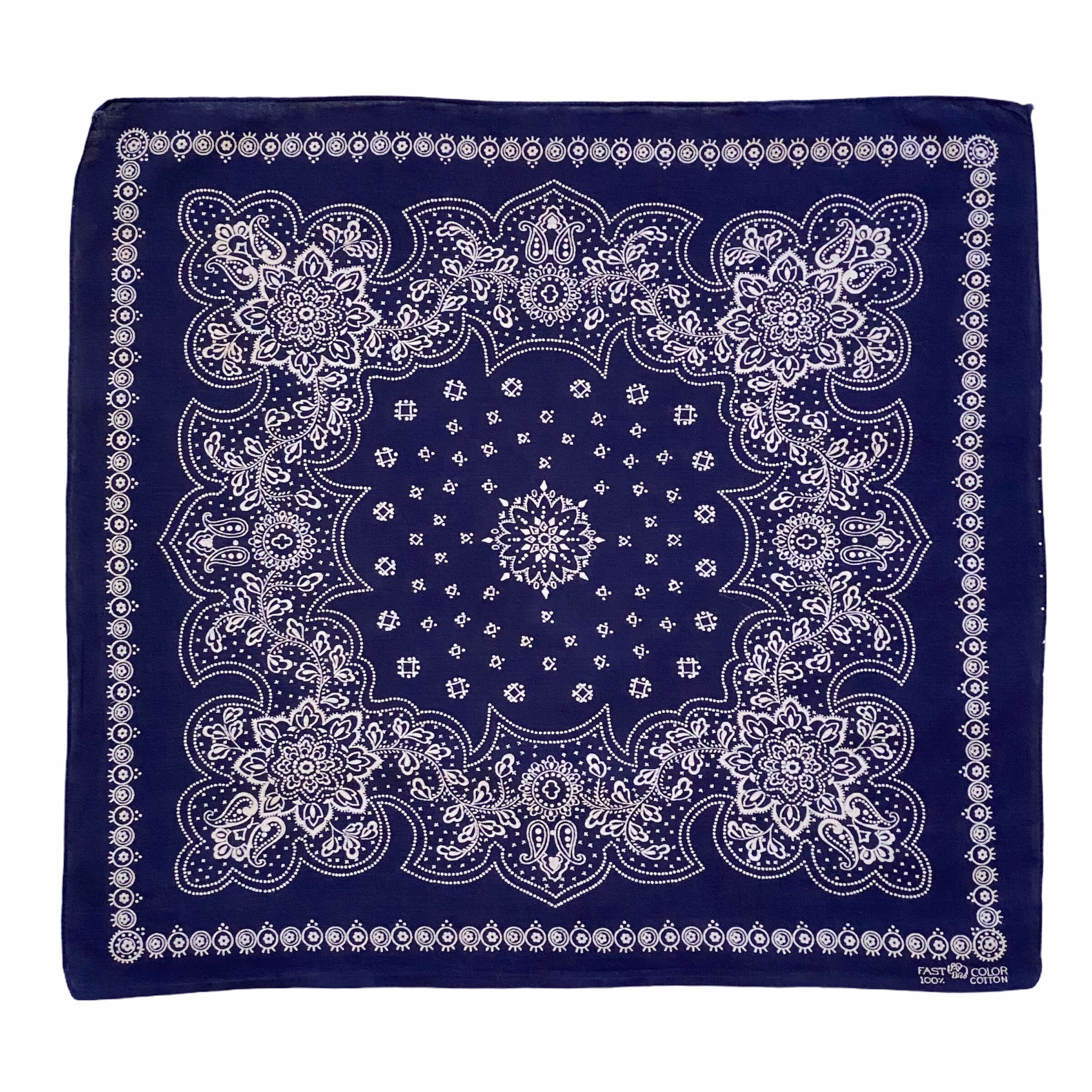 ✨人気商品✨60s★ヴィンテージ★バンダナ★アメリカ製★大判★真紺 Bandana ヴィンテージバンダナ 象上鼻 USA製 60s 紺 (S0809) | DUFF