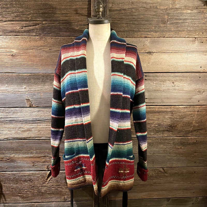 RALPH LAUREN 90s ネイティブ柄 ショールカラー ウールニット RALPH LAUREN 90s ネイティブ柄 ショールカラー ウールニット