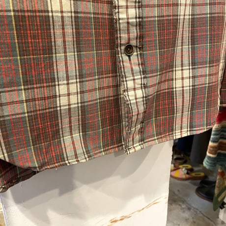 RRL RALPH LAUREN　エポレット　コットンシャツ　チェック柄　マチ付き　ダブルアールエル　ラルフローレン　(S0748)