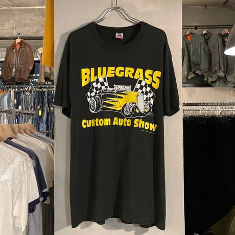 90s　FRUIT OF THE LOOM　S/S Tシャツ　USA製　Size XL　BLUEGRASS　CUSTOM AUTO SHOW　S&S TIRE FIRESTONE　(S4406)