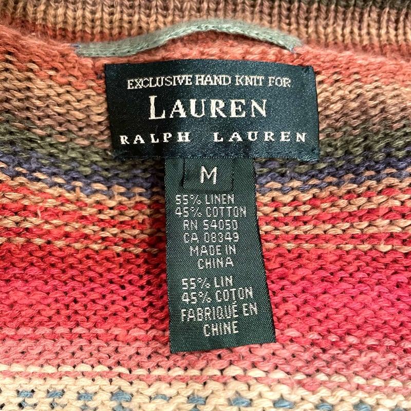 LAUREN RALPH LAUREN 90s ショールカラー ネイティブ柄 ニット LAUREN RALPH LAUREN 90s ショールカラー ネイティブ柄 ニット