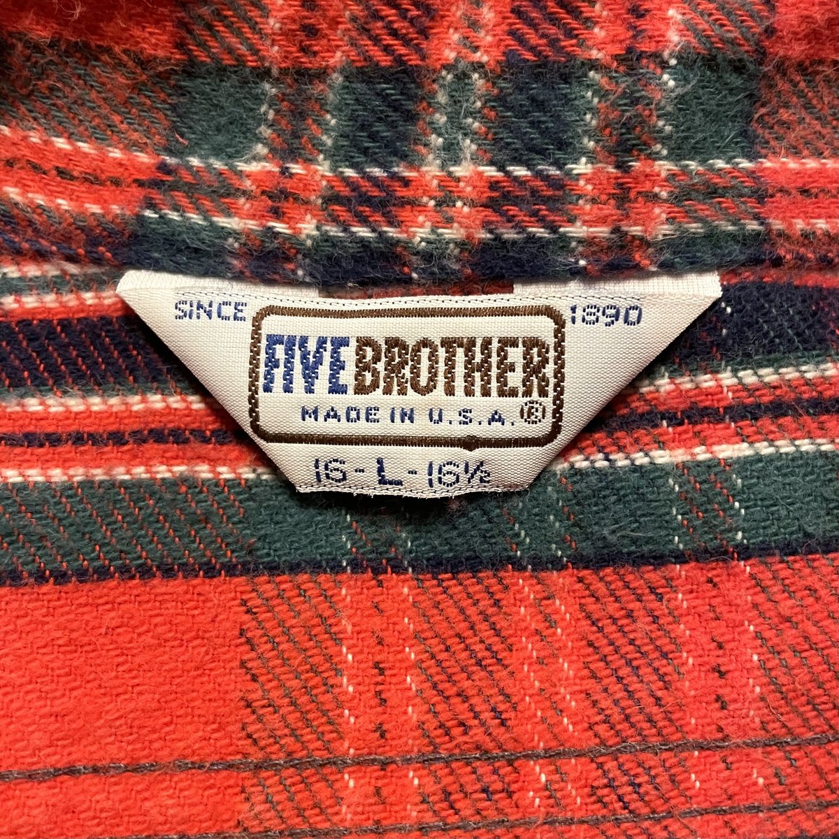 70s FIVE BROTHER ネルシャツ ファイブブラザー L USA製 コットン