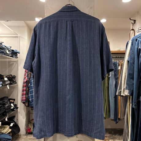 Polo by Ralph Lauren　S/S オープンカラーシャツ　CALDWELL　Size L　ポロ ラルフローレン　ストライプ柄　リネンシャツ　(S5617)