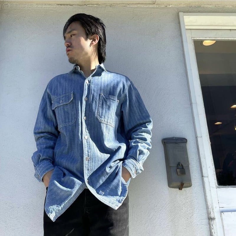 80s POLO RALPH LAUREN L/Sシャツ ラルフローレン ヘリンボーン ワーク