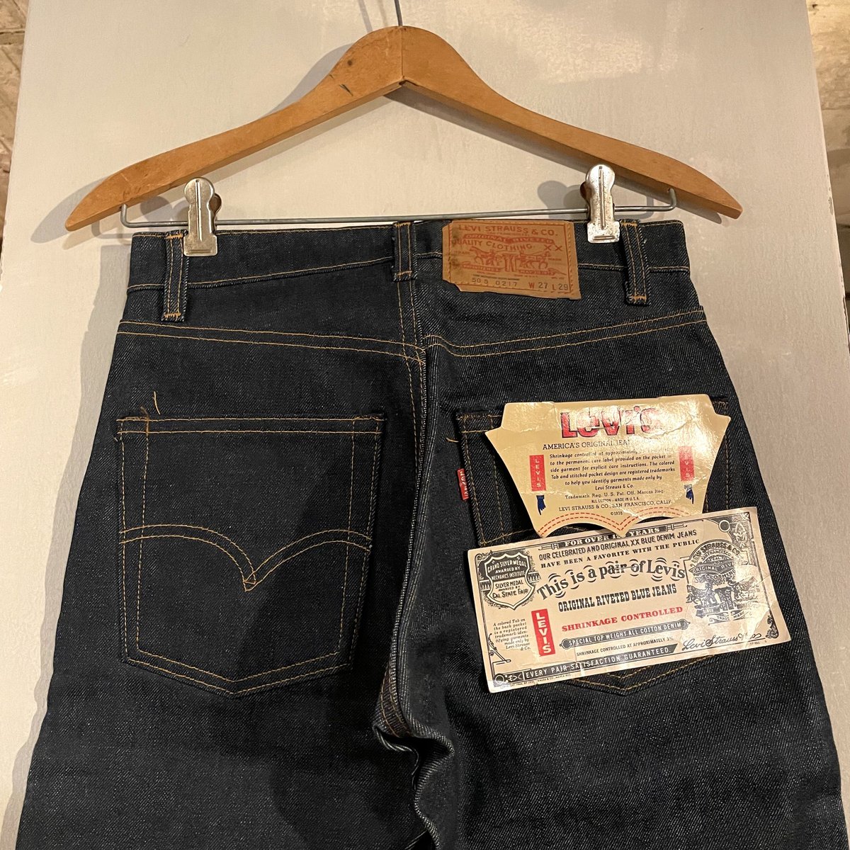 80s Levi's 505-0217 DEAD STOCK 27×30 USA製 黒カン 内...