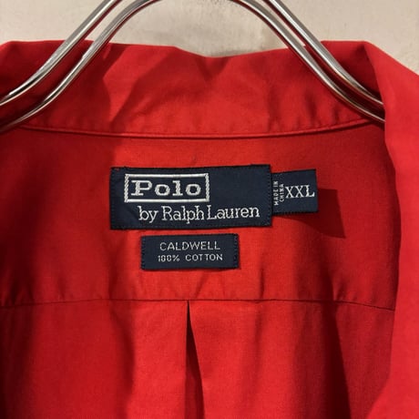 90s　Polo by Ralph Lauren　CALDWELL　S/Sオープンカラーシャツ　ラルフローレン　Size XXL　半袖シャツ　レッド系　コットン　(S4590)