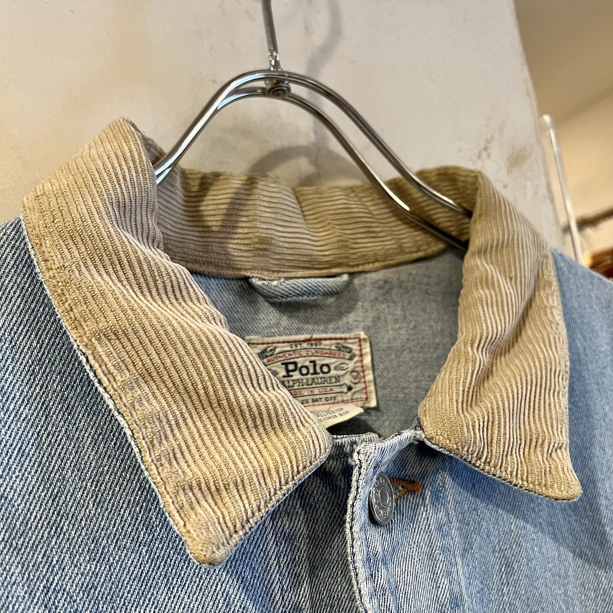 80s POLO RALPH LAUREN インディアンヘッド デニムジャケット 白 80s POLO RALPH LAUREN インディアンヘッド デニムジャケット 白