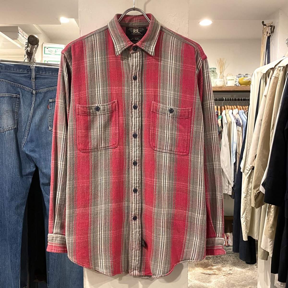 RRL RALPH LAUREN 90s 三つ星タグ フランネル コットンシャツ ダブル
