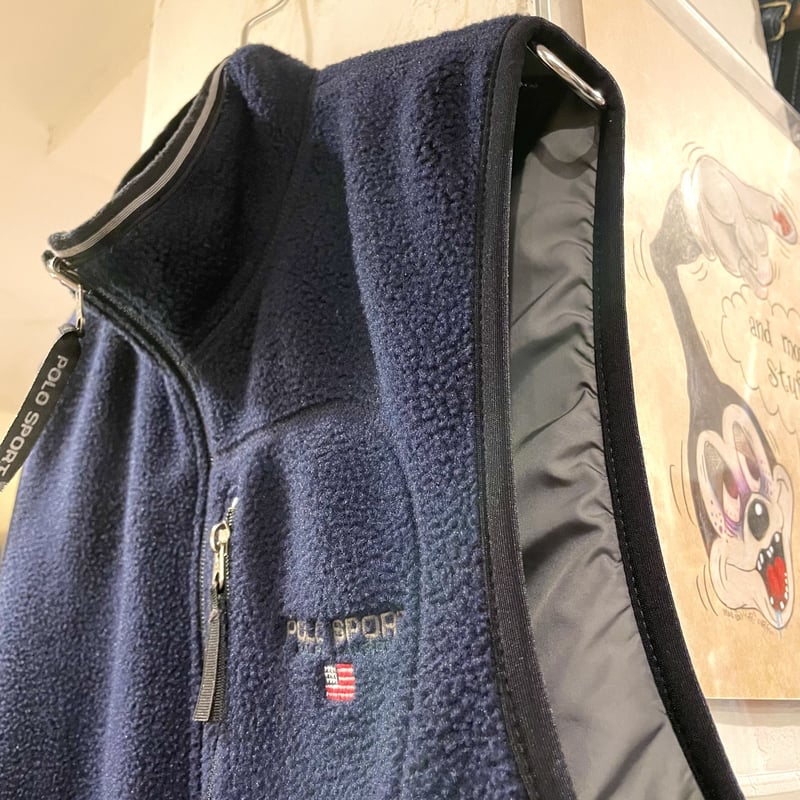 90s POLO SPORT フリース×ナイロン リバーシブルベスト ポロスポーツ