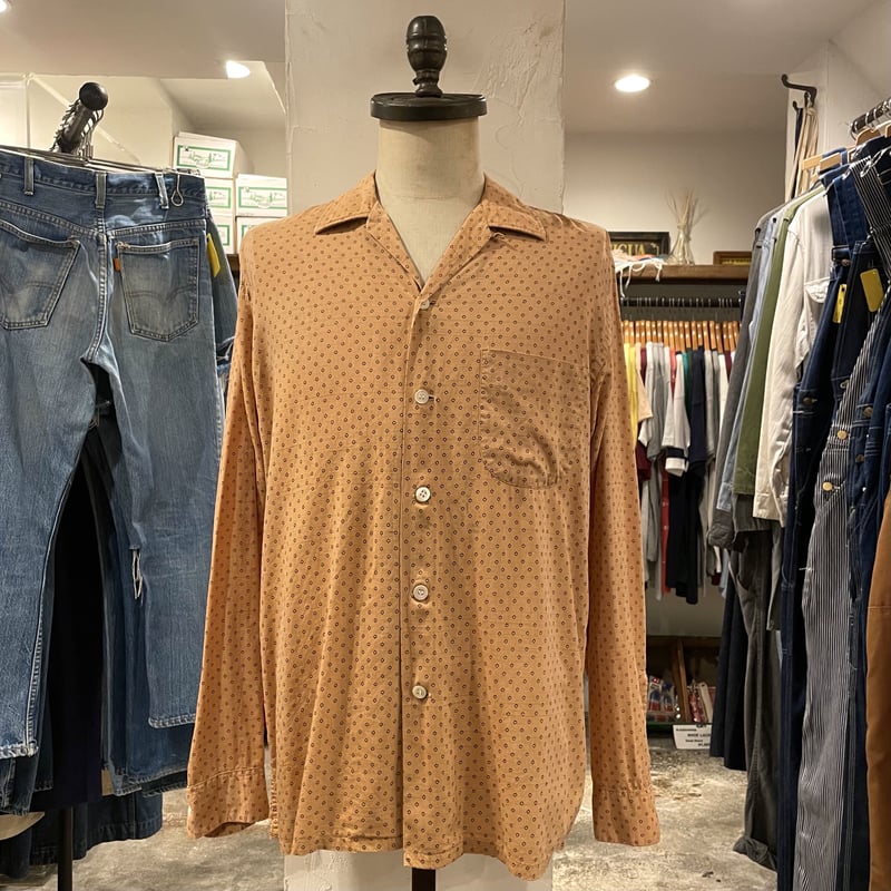 50s スカシャツ 50s PENNEY'S TOWNCRAFT カスリ柄 レーヨン オープンカラー