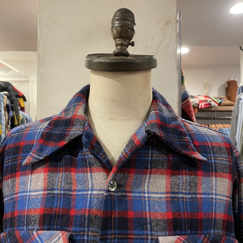 70s PENDLETON Vintage Wool Shirt ウールシャツ オープンカラー