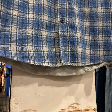 80s　Sears　L/S フランネルシャツ　Size M　キルティングライナー　コットンシャツ　チェックシャツ　(S5487)