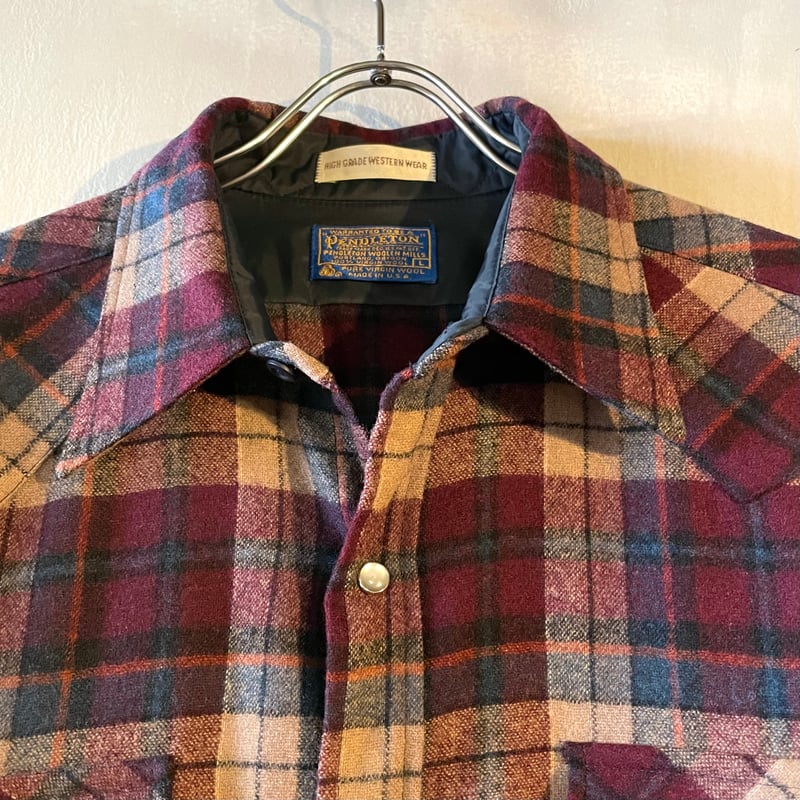 高配色　USA 70s ペンドルトン　Pendleton ウールシャツ 70s USA製 PENDLETON ペンドルトン 開襟 フラップポケット