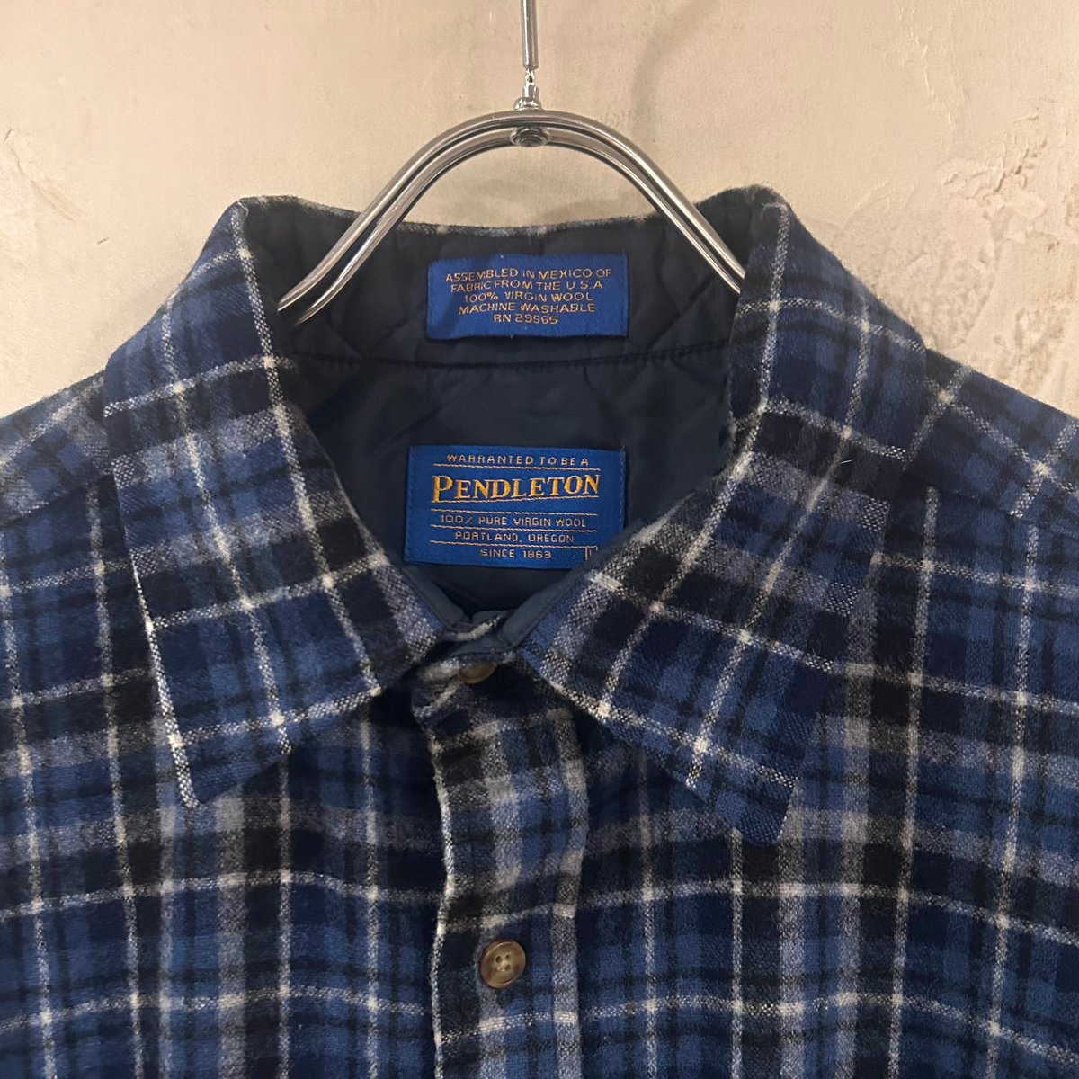 Pendleton ウールネルシャツ 青系チェック PENDLETON - XL☆古着 ペンドルトン PENDLETON 長袖 ウール