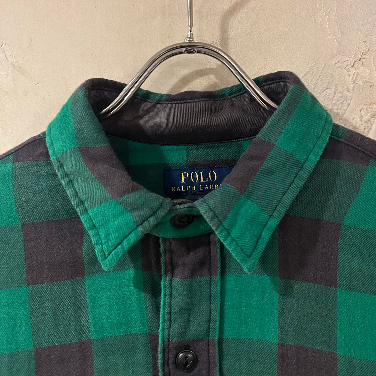90S　ポロラルフローレン　チンストラップ　マチ付き　チェック柄　ネルシャツ 90s Polo Ralph Lauren 