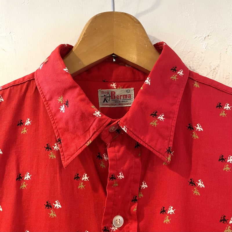 Bud Berma ボックスシルエット型 総柄シャツ ヴィンテージシャツ 50s