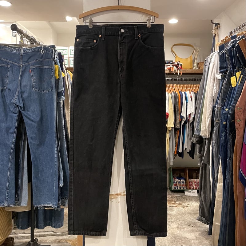 Levi's 505 後染めブラックデニムパンツ リーバイス505 ボタン裏 Levi's 505 後染めブラックデニムパンツ リーバイス505 ボタン裏