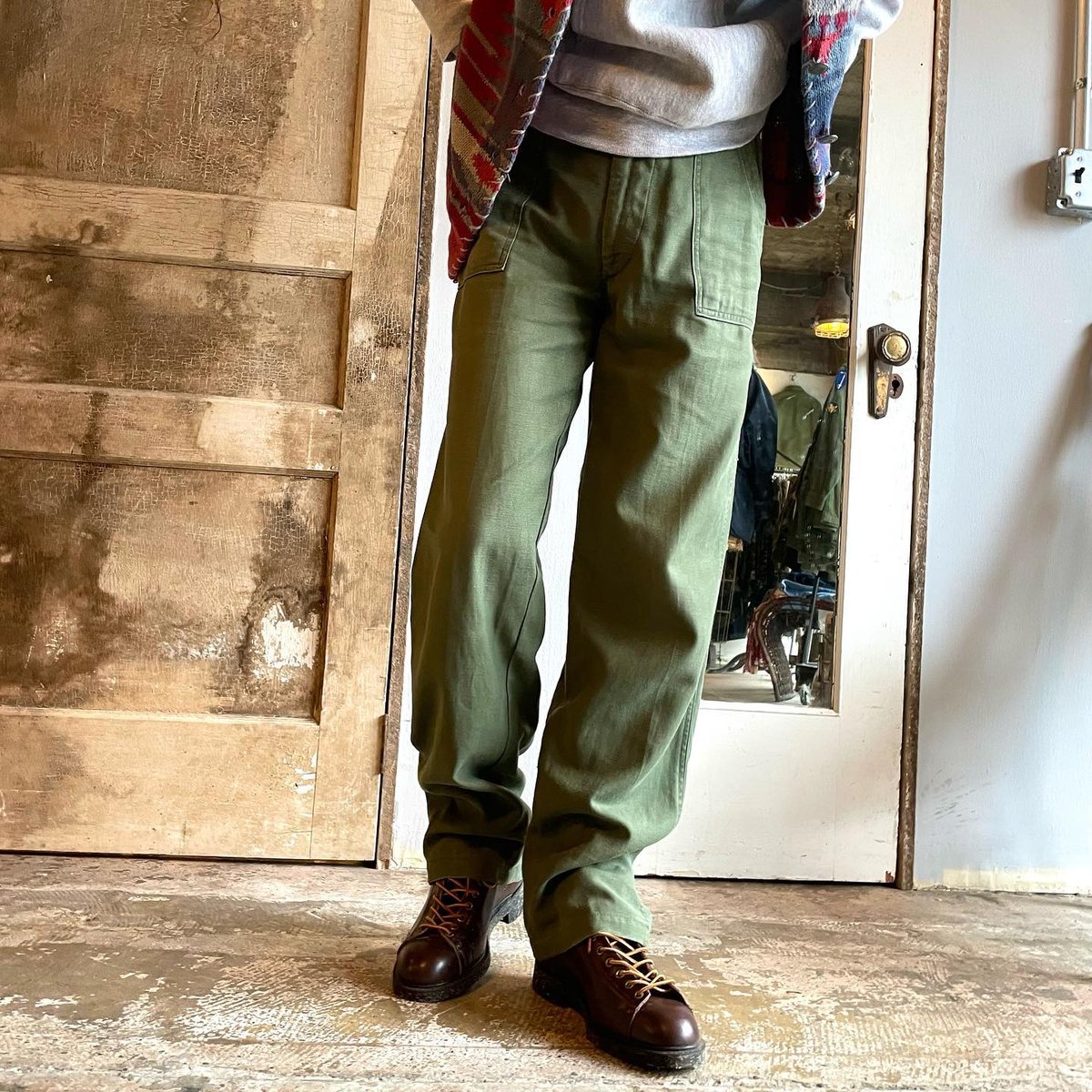 70s US ARMY ベイカーパンツ 28×31 SWIFT ZIP OG107 COTTO...