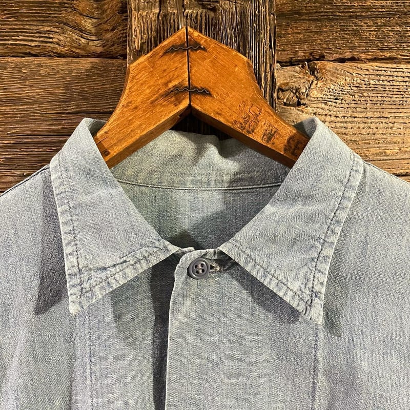 US NAVY Chambray Shirt 60s 耳付き シャンブレーシャツ ボックスシル