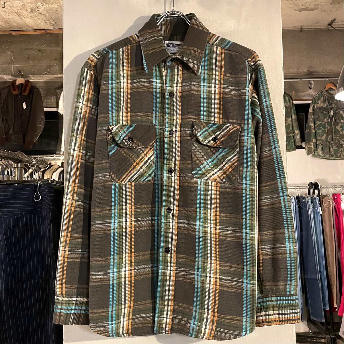 80s FIVE BROTHER ネルシャツ ファイブブラザー USA製 コットンシャツ