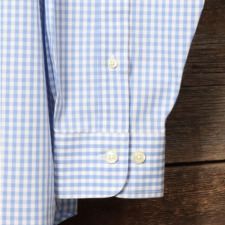 Brooks Brothers 346　ギンガムチェック　コットンシャツ　白ｘ水色　ボタンダウンシャツ　ブルックスブラザーズ　(Y0041)