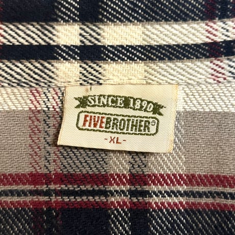 80s　FIVE BROTHER　L/S ネルシャツ　Size XL　コットンシャツ　ファイブブラザー　(S5711)