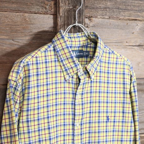 Ralph Lauren　ロングスリーブ　ボタンダウンシャツ　チェック柄　ラルフローレン　BDシャツ　(Y0562)