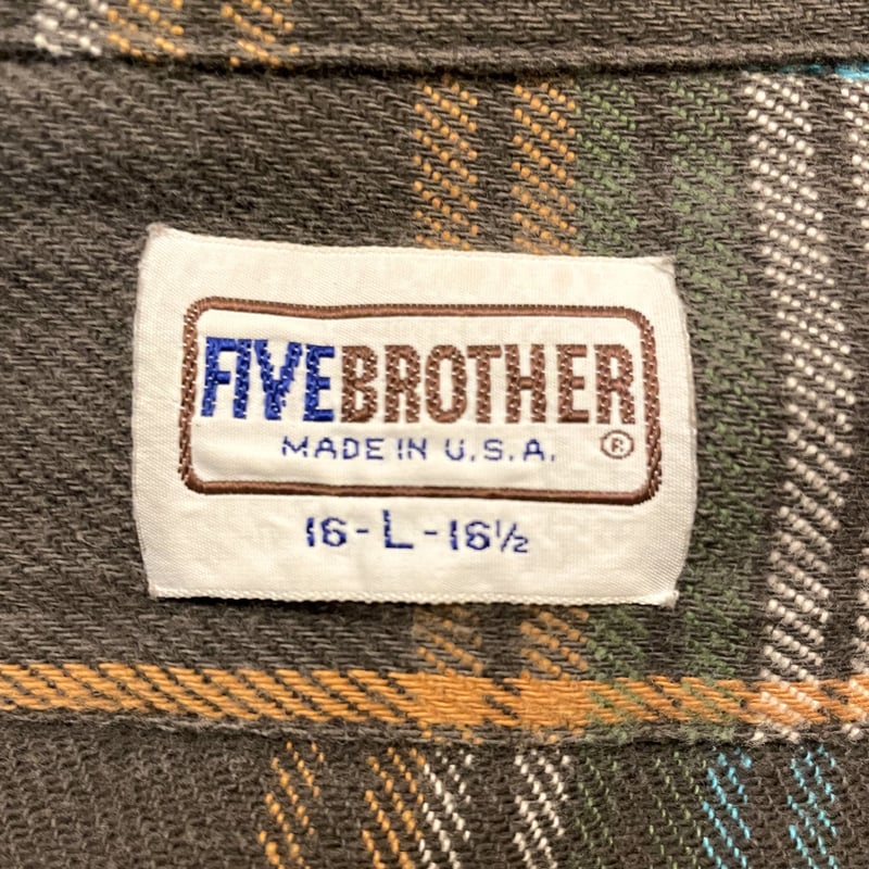 80s FIVE BROTHER ネルシャツ ファイブブラザー USA製 コットンシャツ