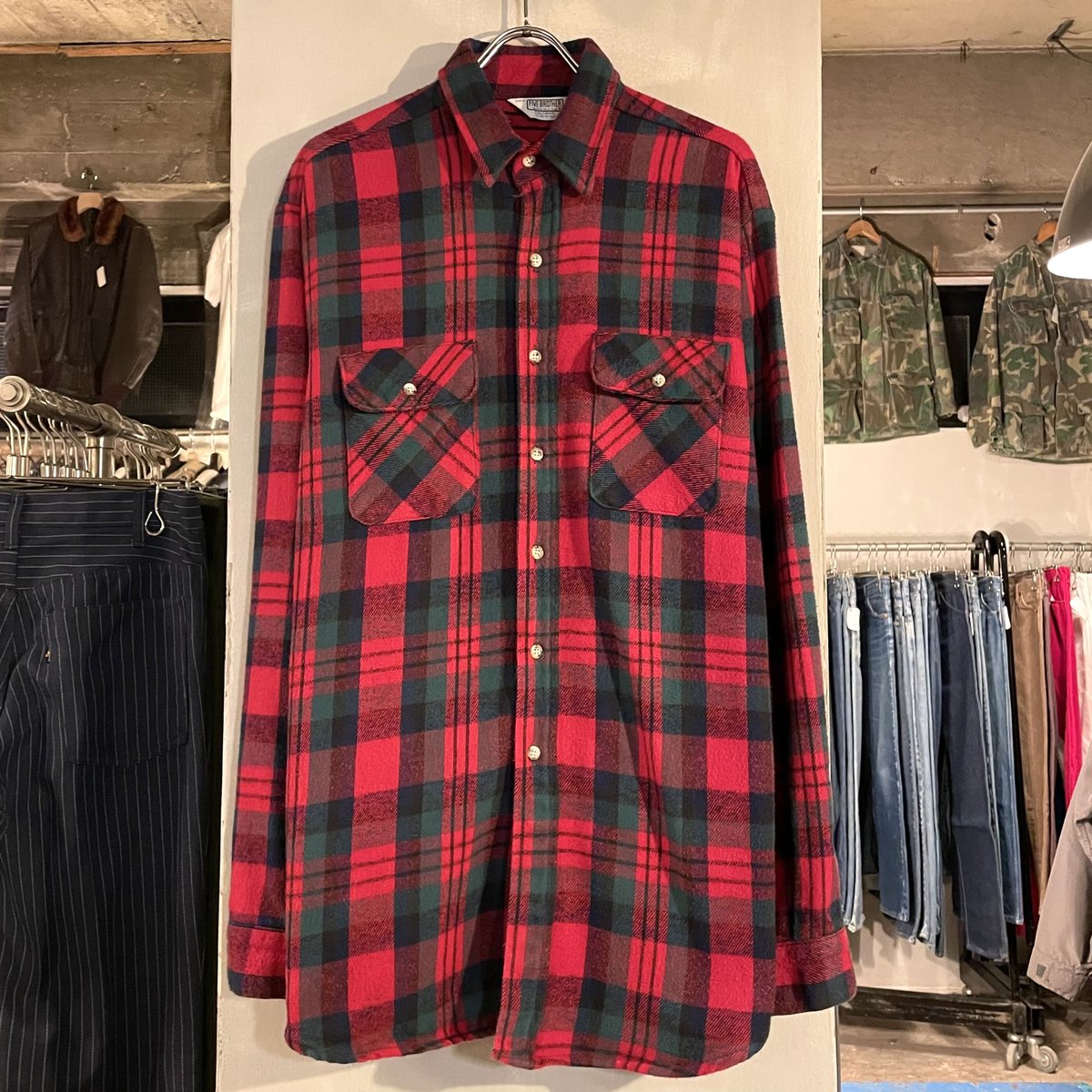 70s FIVE BROTHER ネルシャツ ファイブブラザー USA製 コットンシャツ