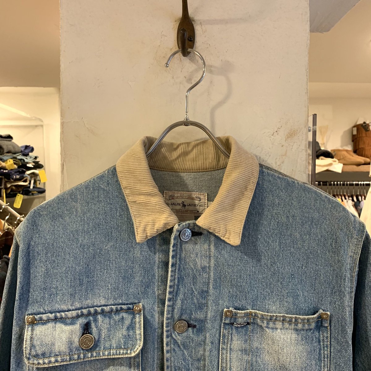 80s POLO RALPH LAUREN デニムジャケット インディアンヘッド 白 80s POLO RALPH LAUREN デニムジャケット インディアンヘッド 白