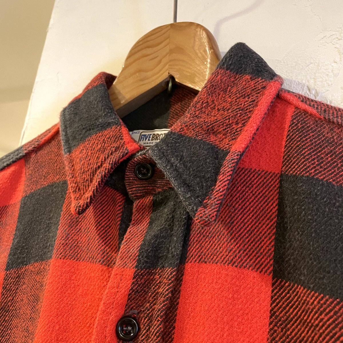FIVE BROTHER 70s USA製 バッファローチェック 赤x黒 フランネル