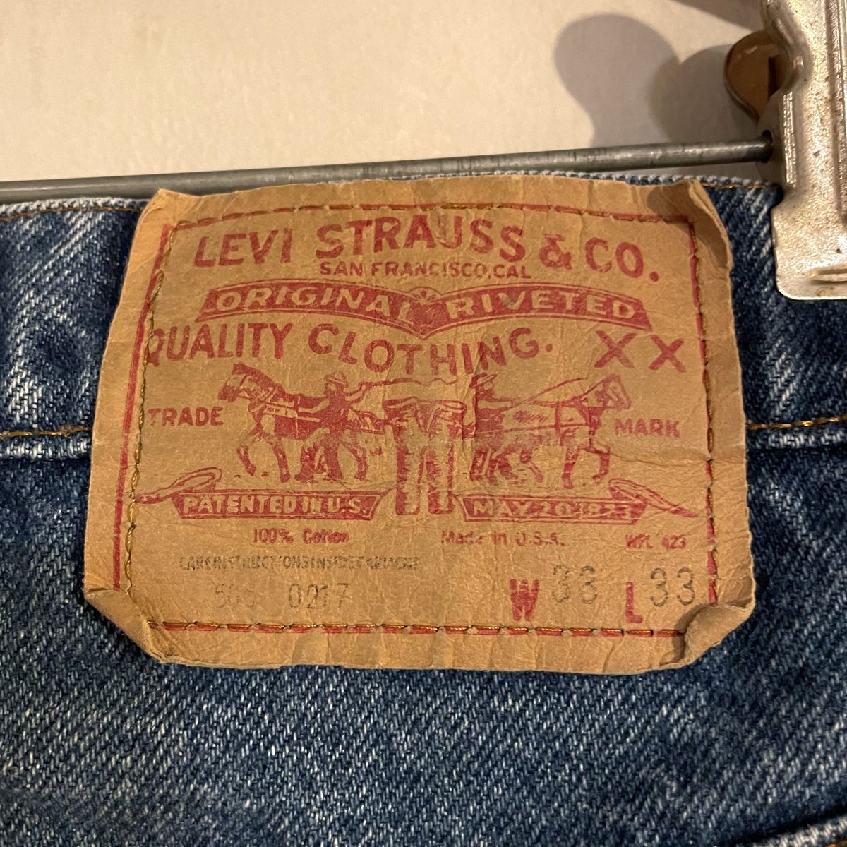 80s Levi's 505-0217 リーバイス デニムパンツ 黒カン ボタン裏