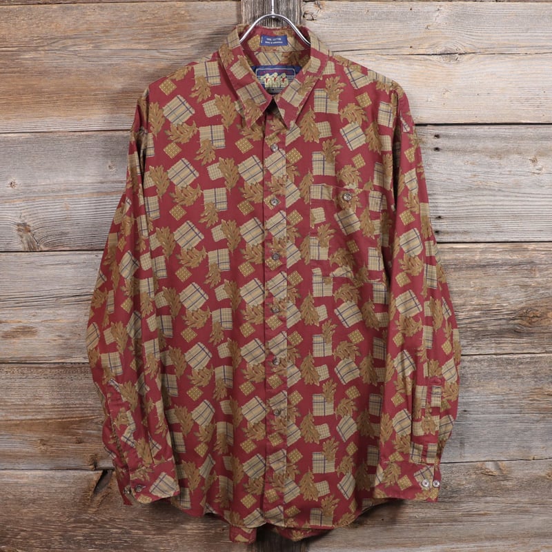 80s CHAPS Ralph Lauren 総柄 ロングスリーブ シャツ 80年代 チャップ
