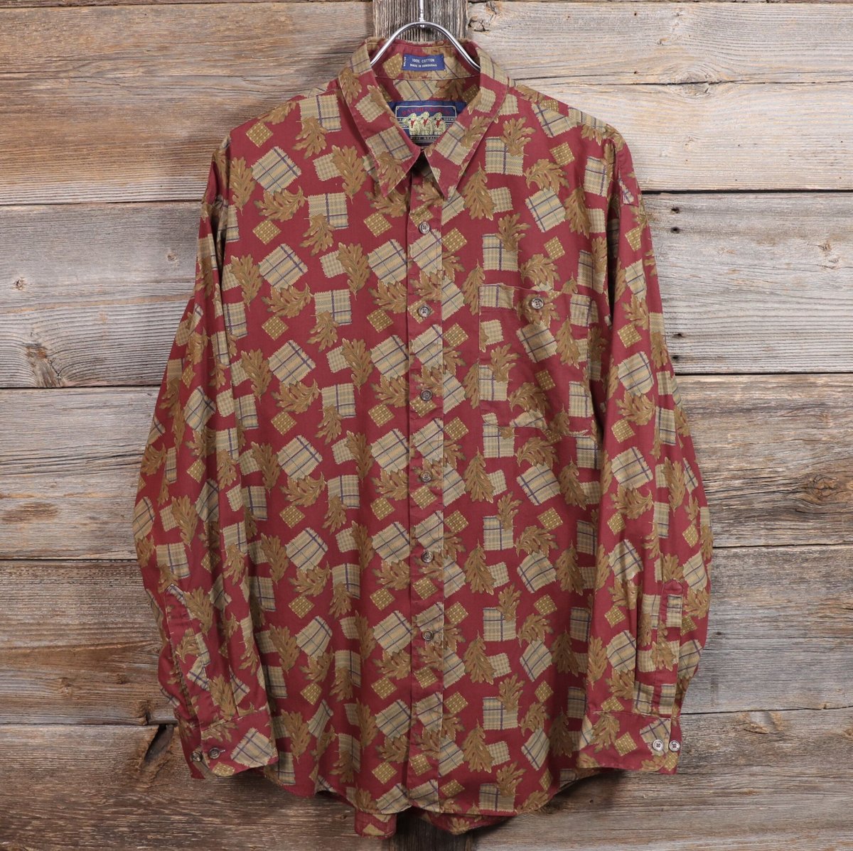 80s　CHAPS Ralph Lauren　総柄 ロングスリーブ シャツ fit=scale-down,w=1200